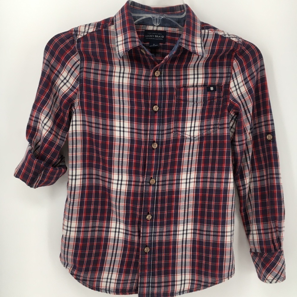 Lucky Brand Button Up Long Sleeve Plaid Shirt Sz S